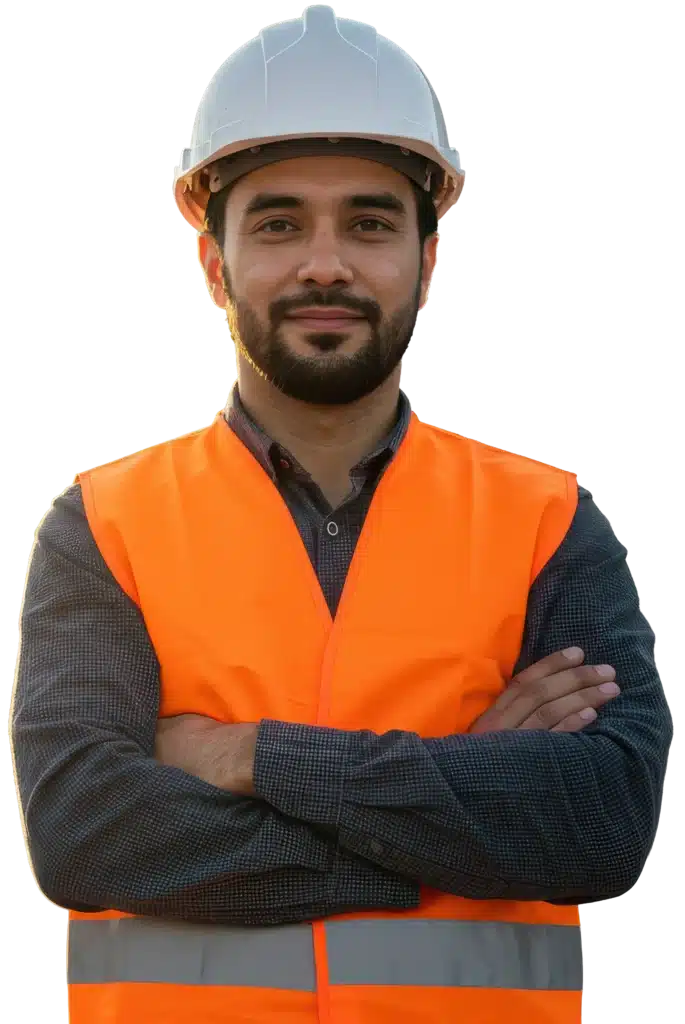 Project manager with arms crossed
