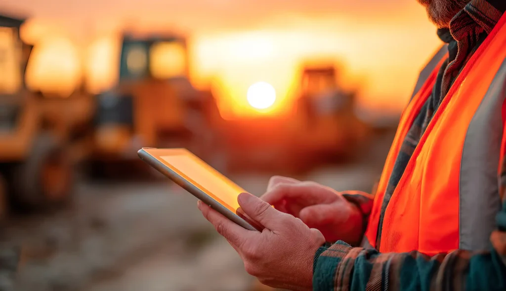 engineer reviews construction